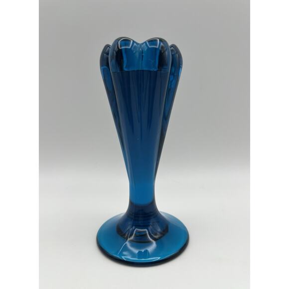 Viking Glass Bluenique 6 Petal Lighter 6” MISSING Lighter Insert AS IS Vintage - Picture 1 of 6